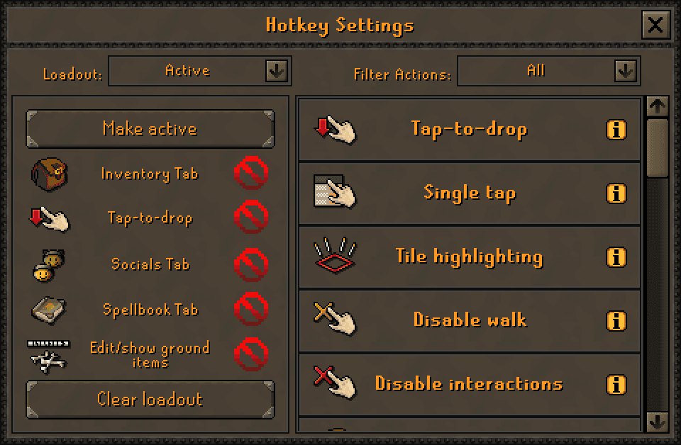 A screengrab of the skill and chill settings from Old School RuneScape Mobile