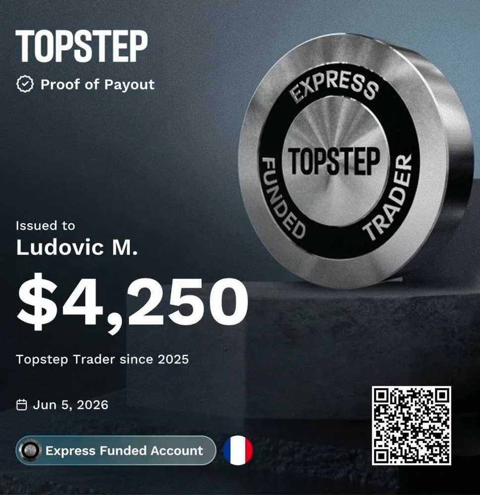 Preuve de payout Topstep d'un membre LST