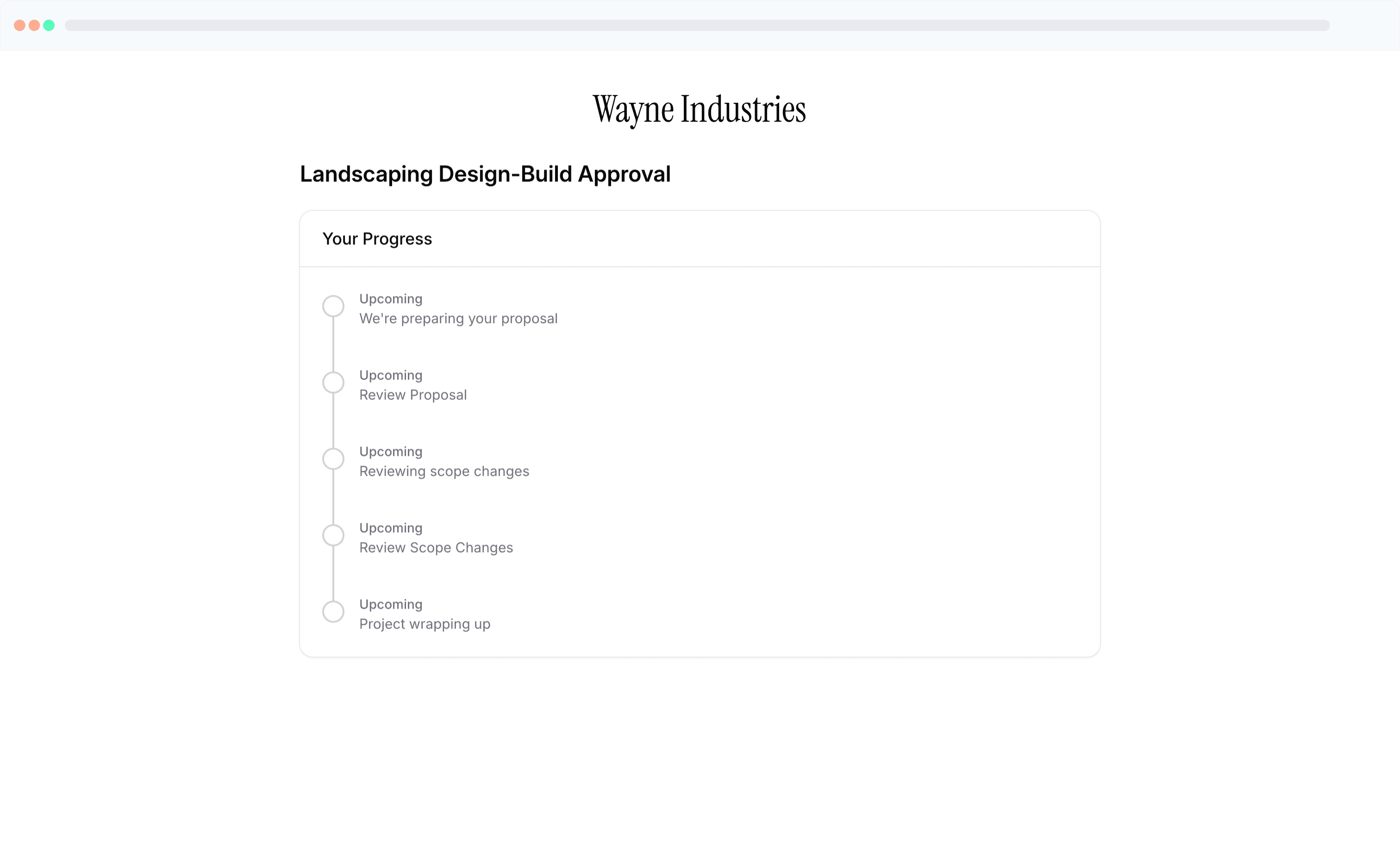 hiwork client portal with steps