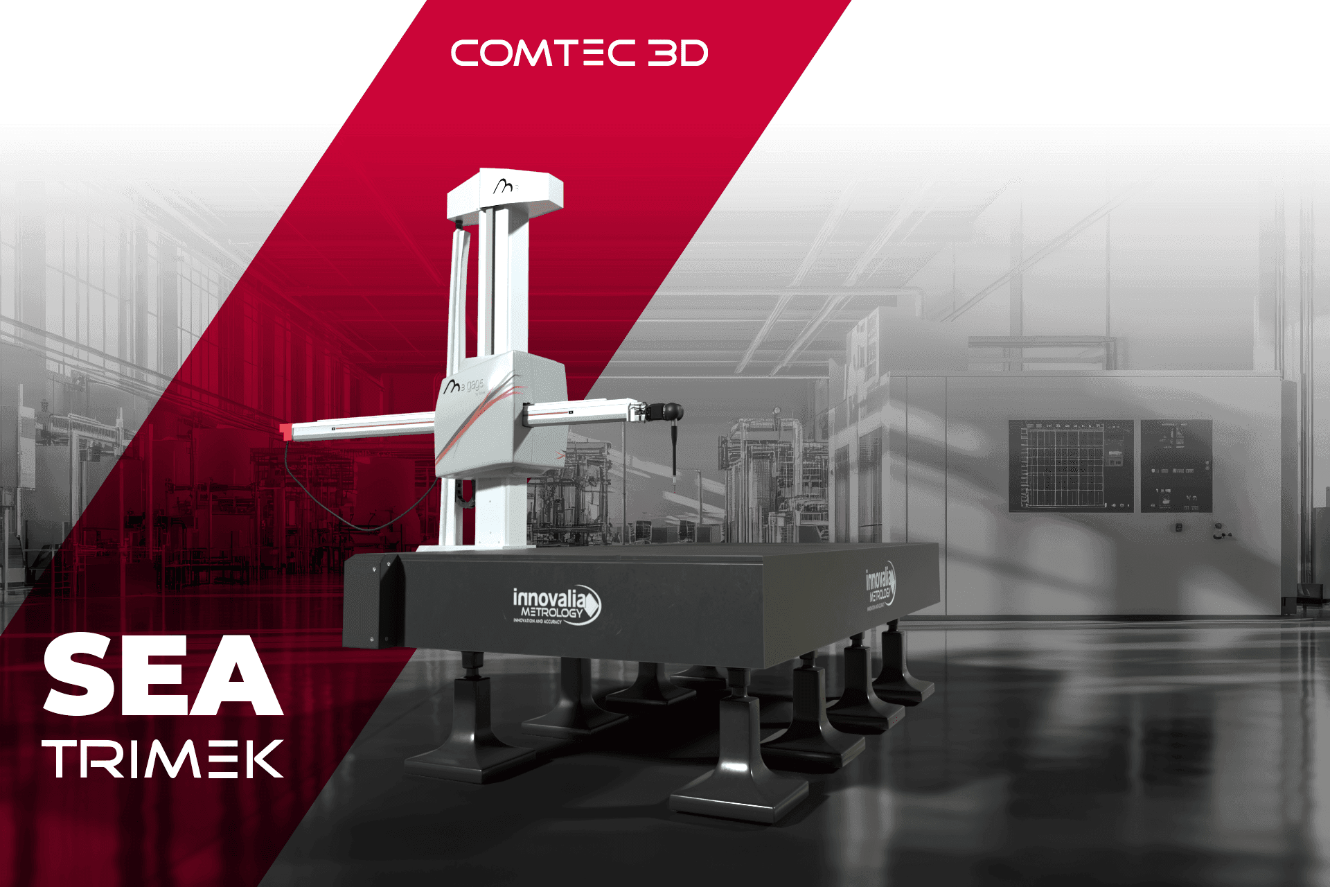 Grafika reklamowa Comtec 3D z maszyna pomiarowa SEA Trimek