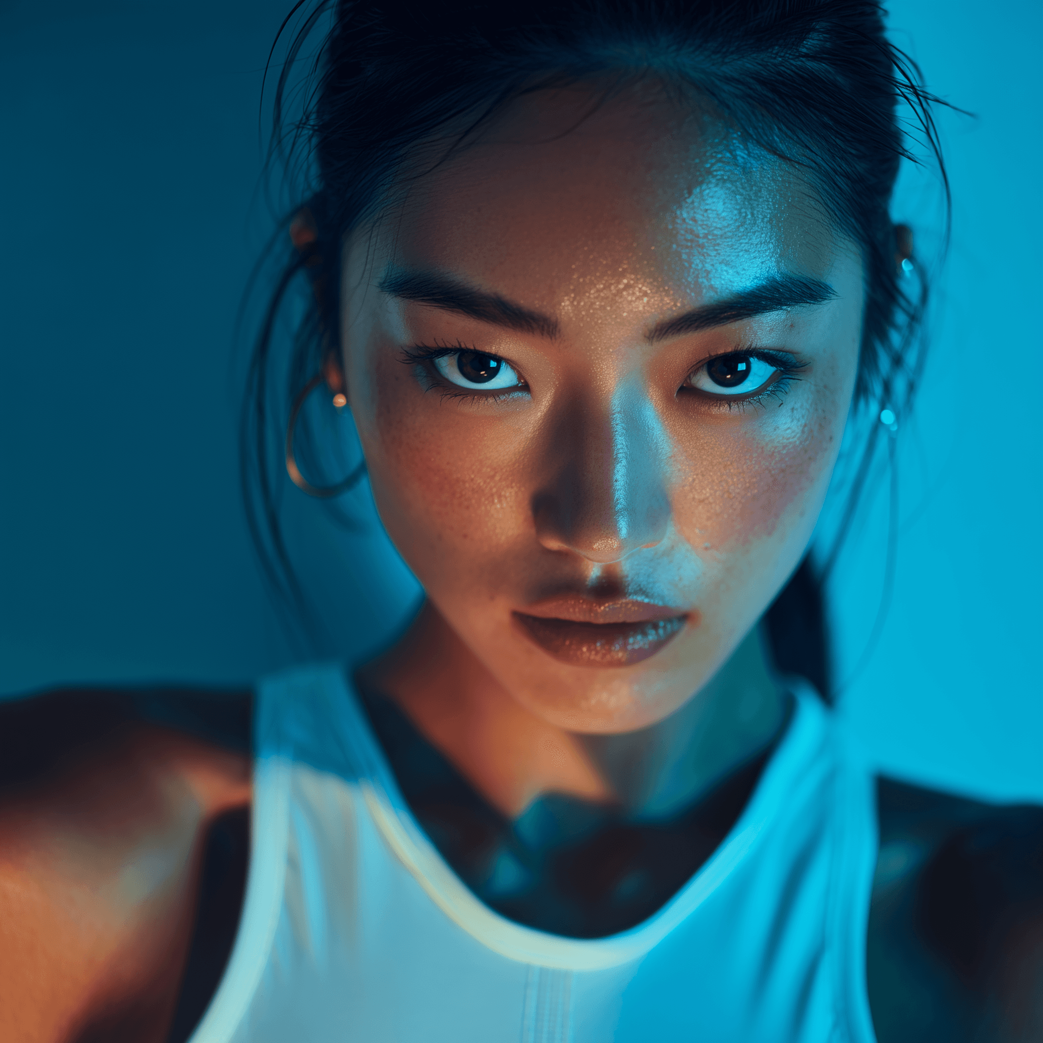 close-up image of a female muay thai fighter