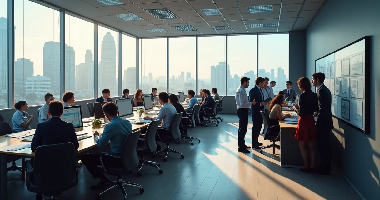 Crescimento de empregos no setor público com profissionais em escritórios 