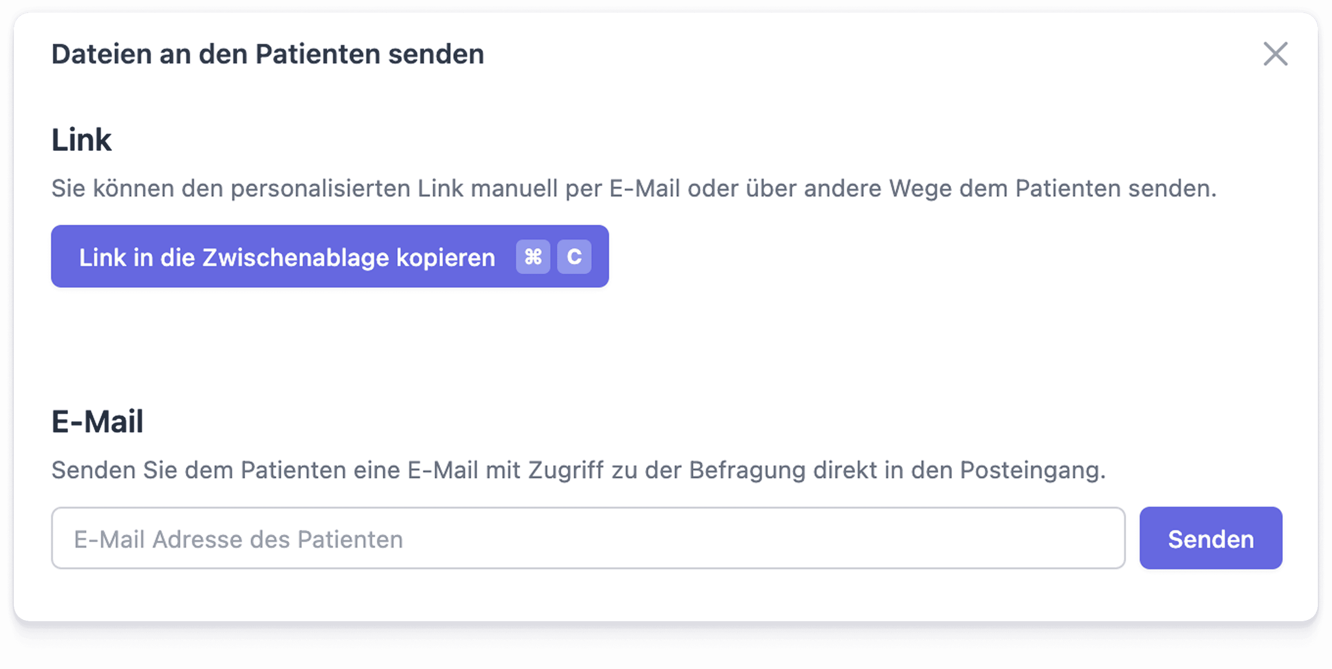Beispielbild wie die Dateien an die Patienten versendet werden