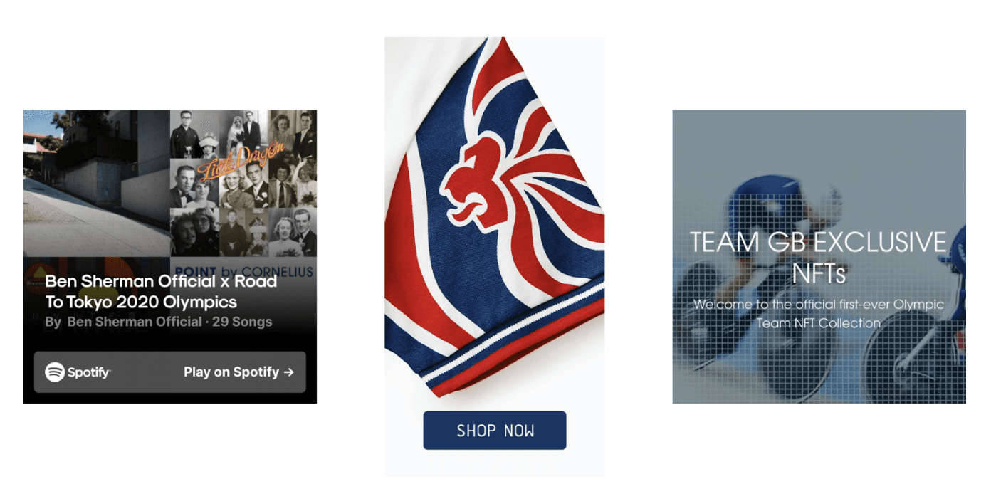 Ben Sherman Amondo click-through tiles promoting Spotify playlist and product pages