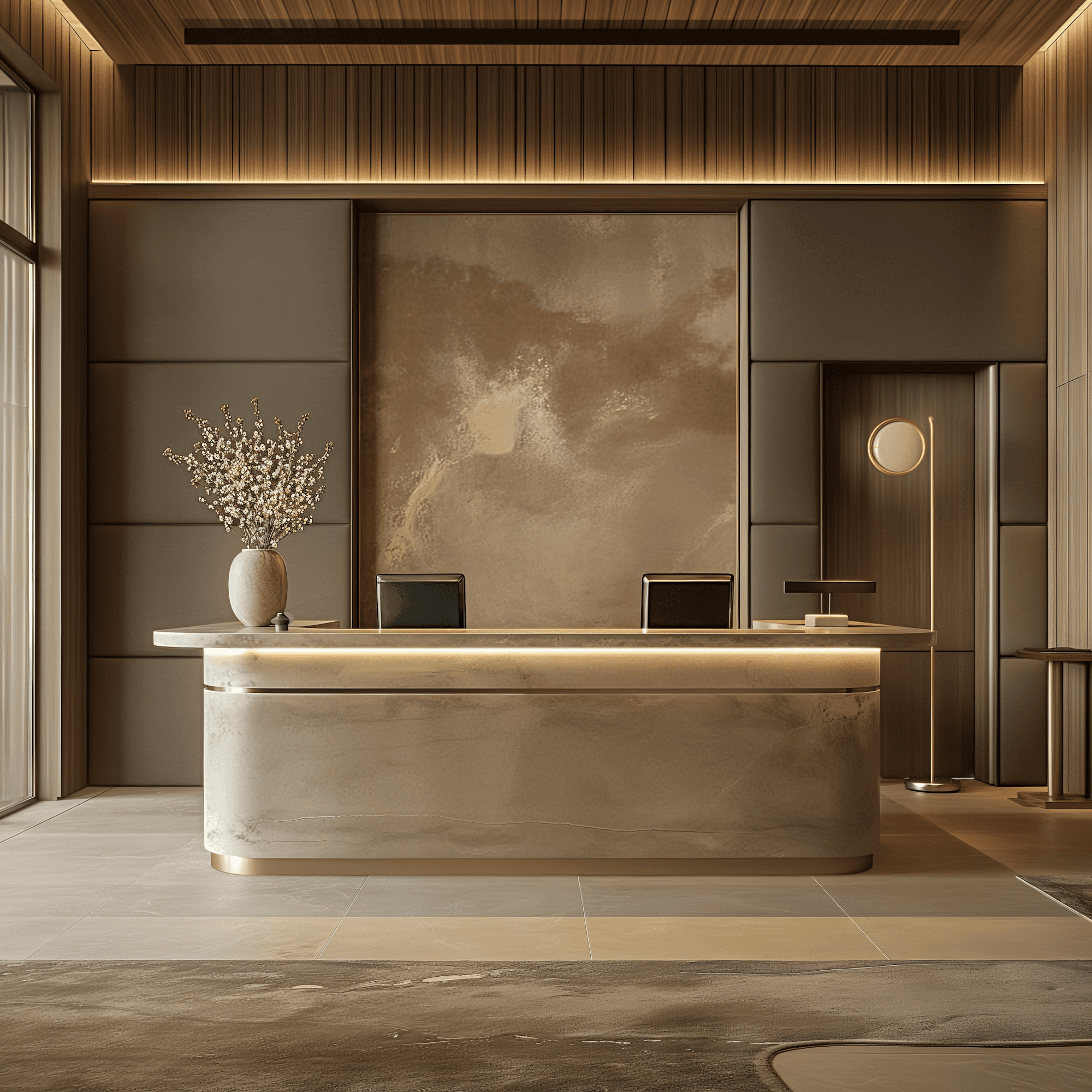 Modern hotel reception desk