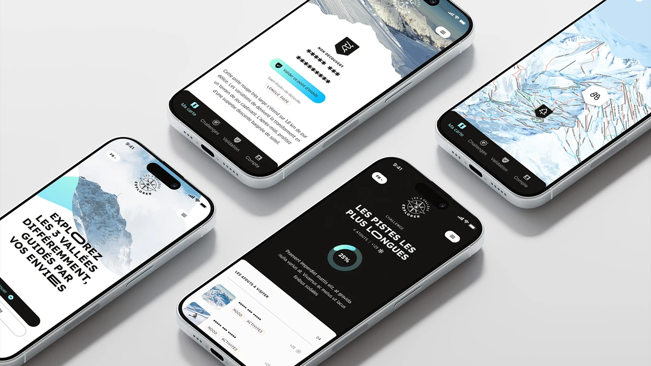 4 écrans de l'application