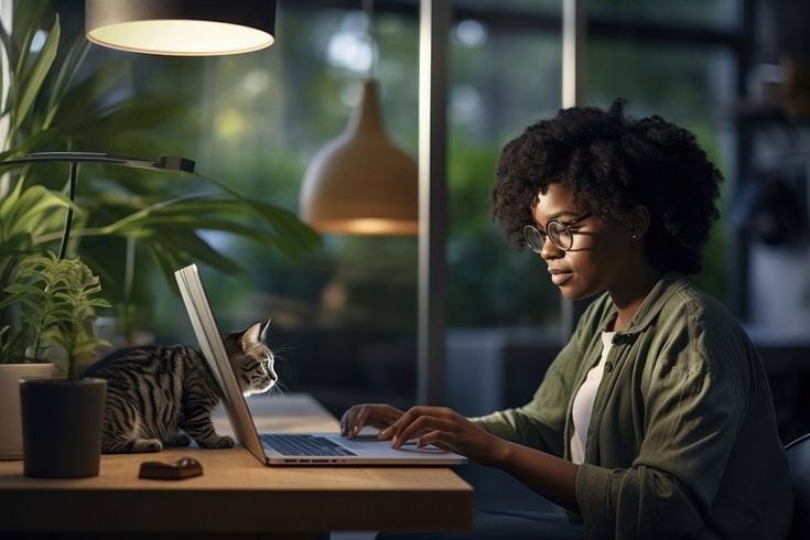 lady using her pc