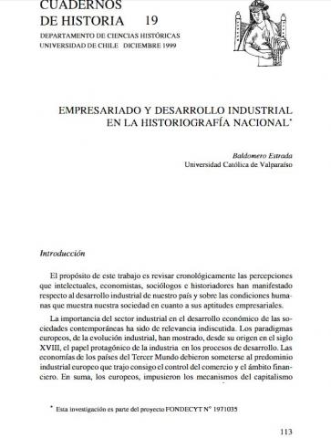 Empresariado y desarrollo industrial en la historiografía nacional.