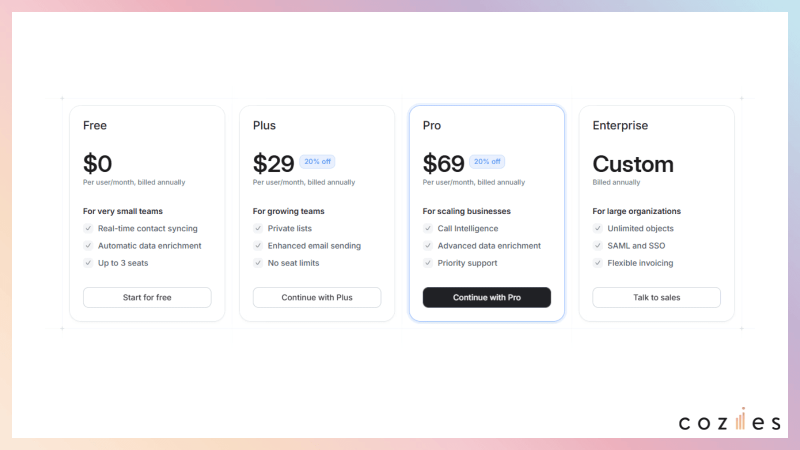 Attio｜料金プラン（年間）