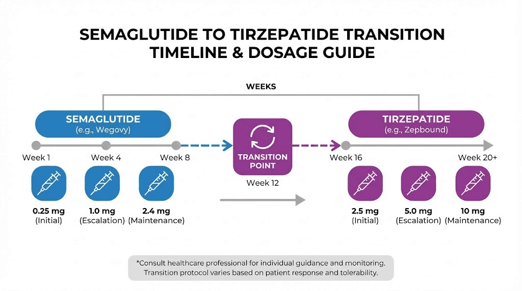 Switching from semaglutide to tirzepatide dosing transition timeline