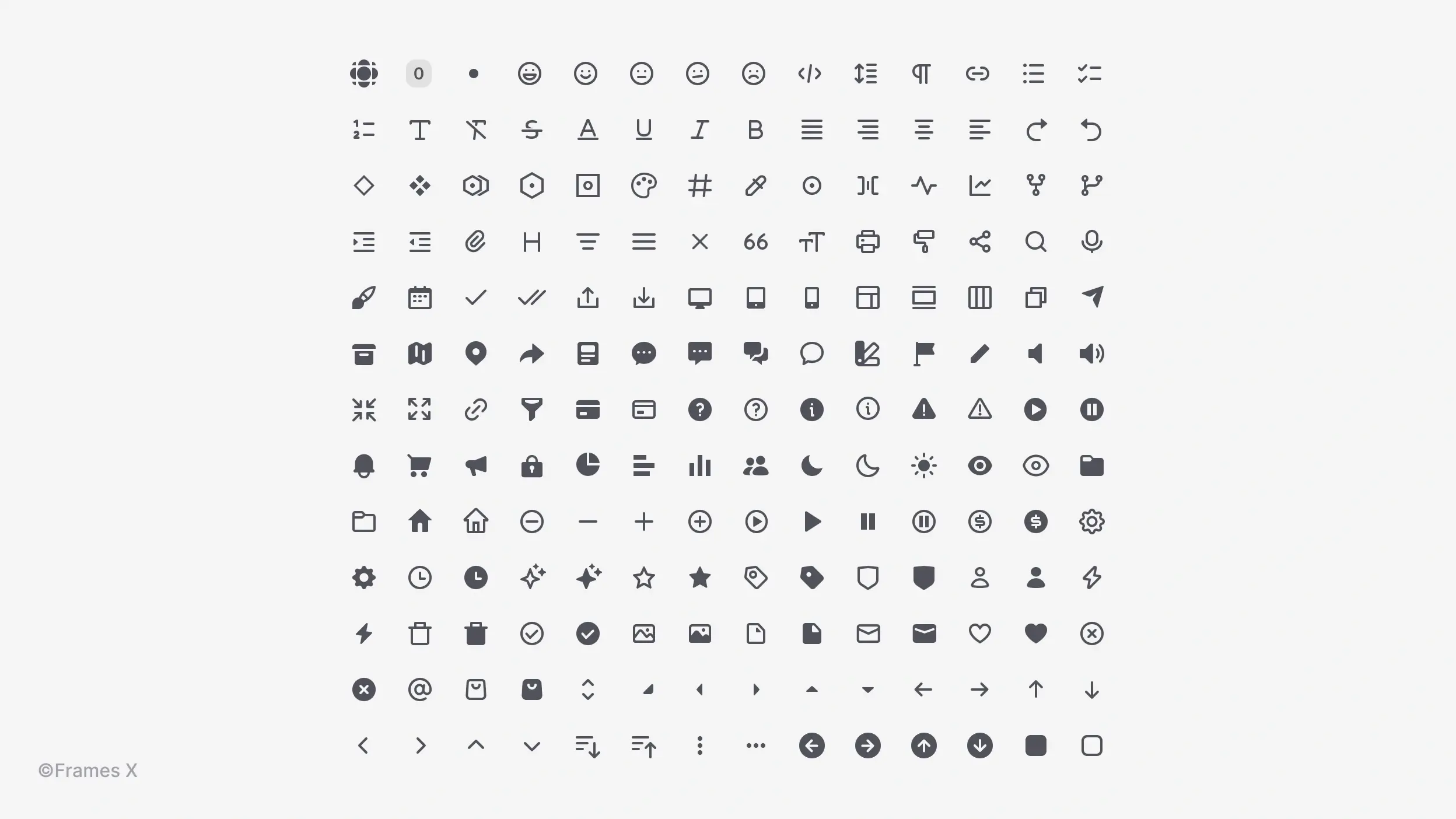 Updated UI icon set for Frames X UI Kit