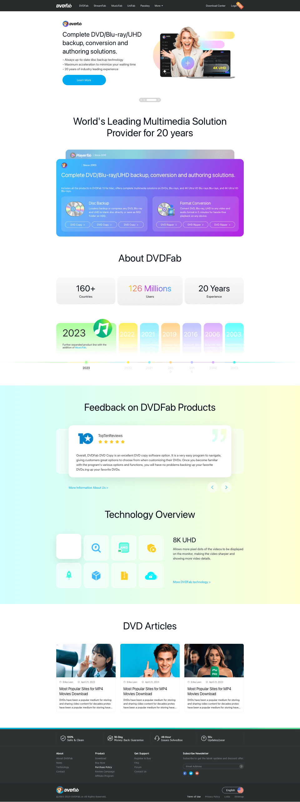 DVDFab 官网改版早期首页方向