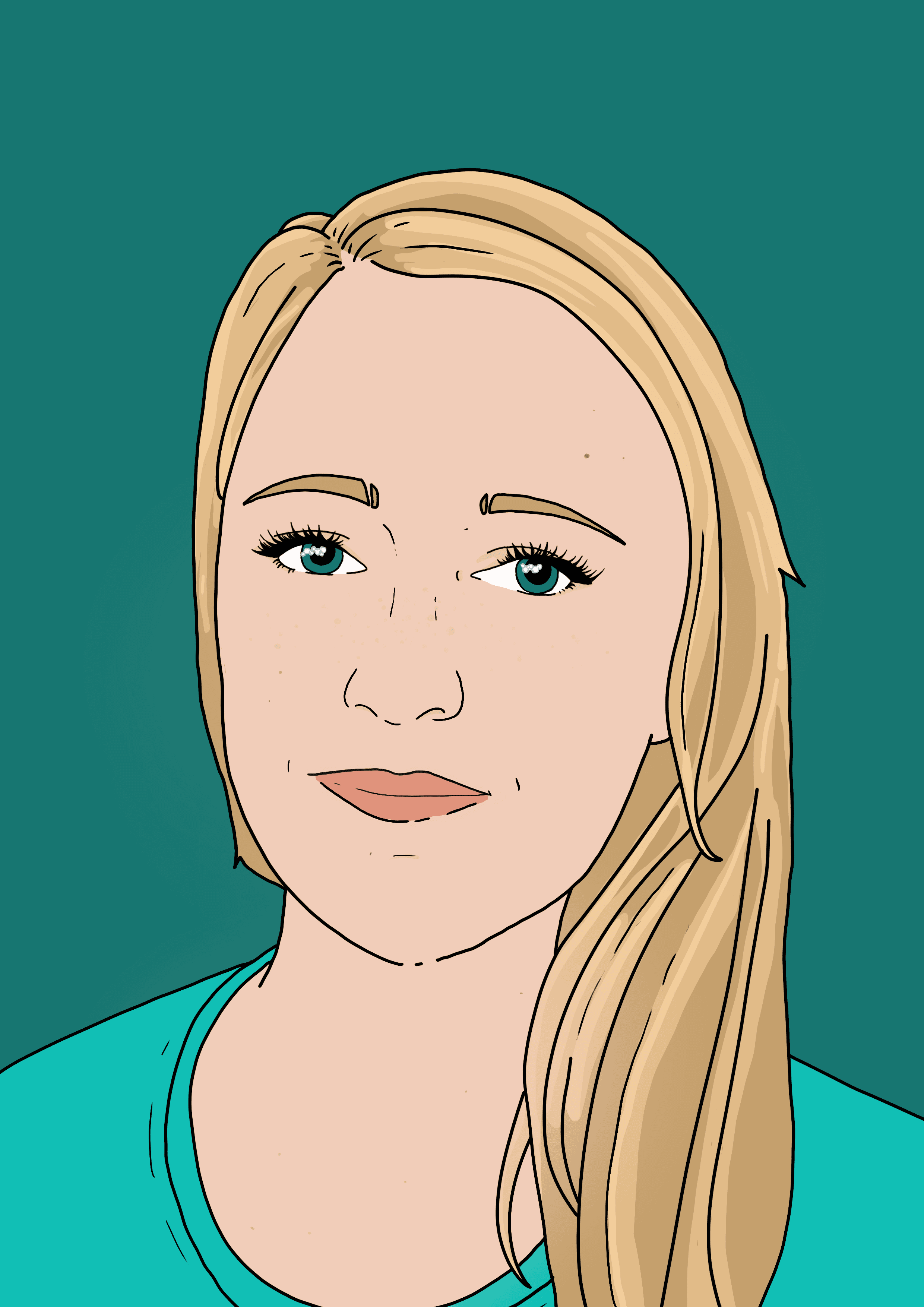 a photo of Steph, in Black and white. Steph is wearing a white blazer and top she is slightly smiling and looking at the camera this is a selfie/self portrait