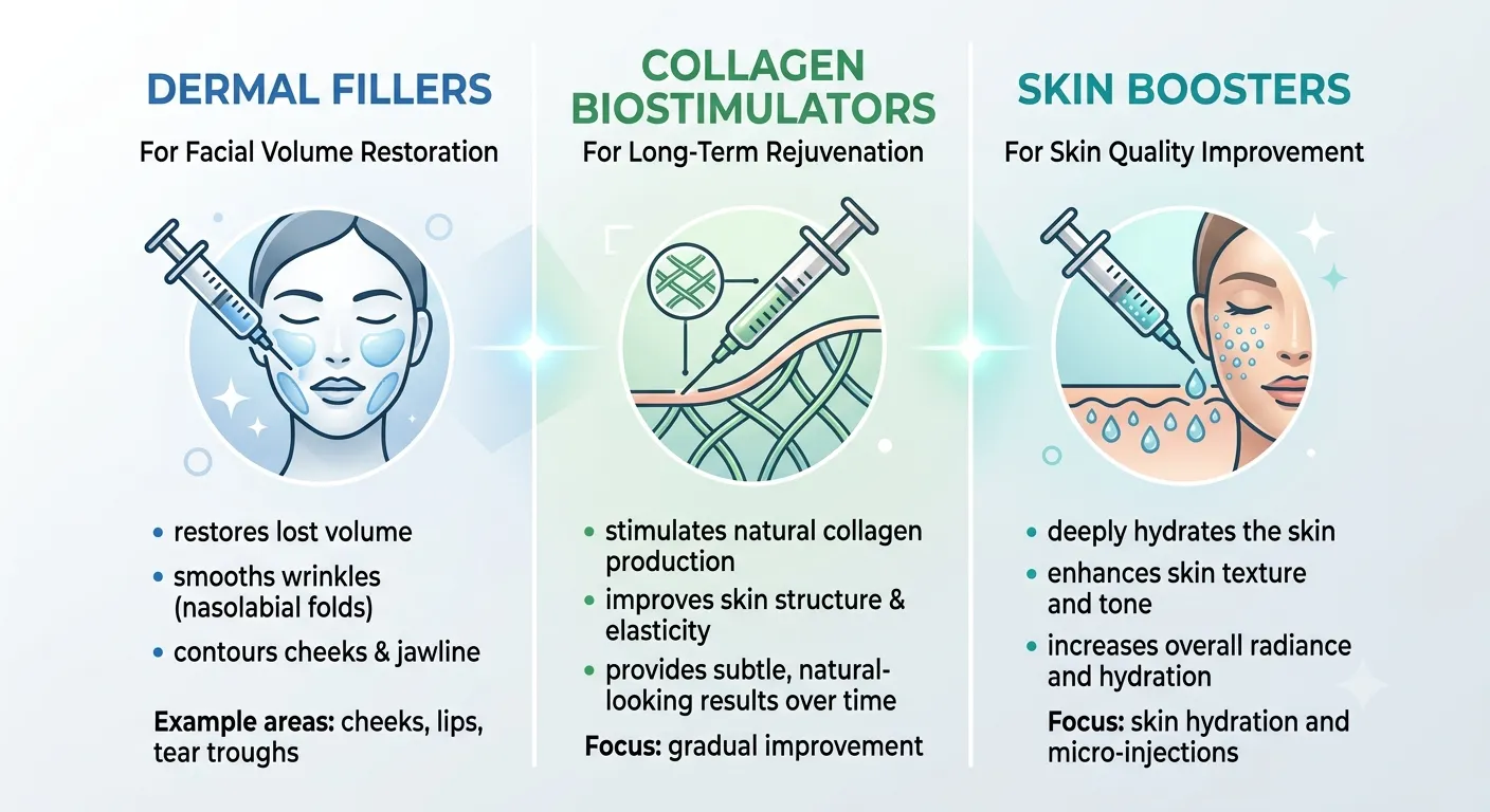 Injectable aesthetic product categories including fillers biostimulators and skin boosters