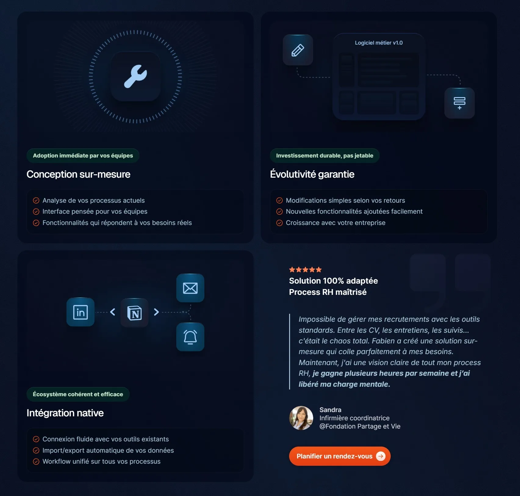 section logiciel métier site hubicom