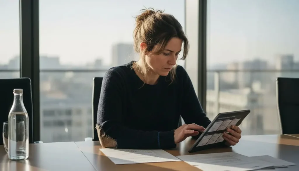Una donna sta consultando i report sulla sicurezza digitale.
