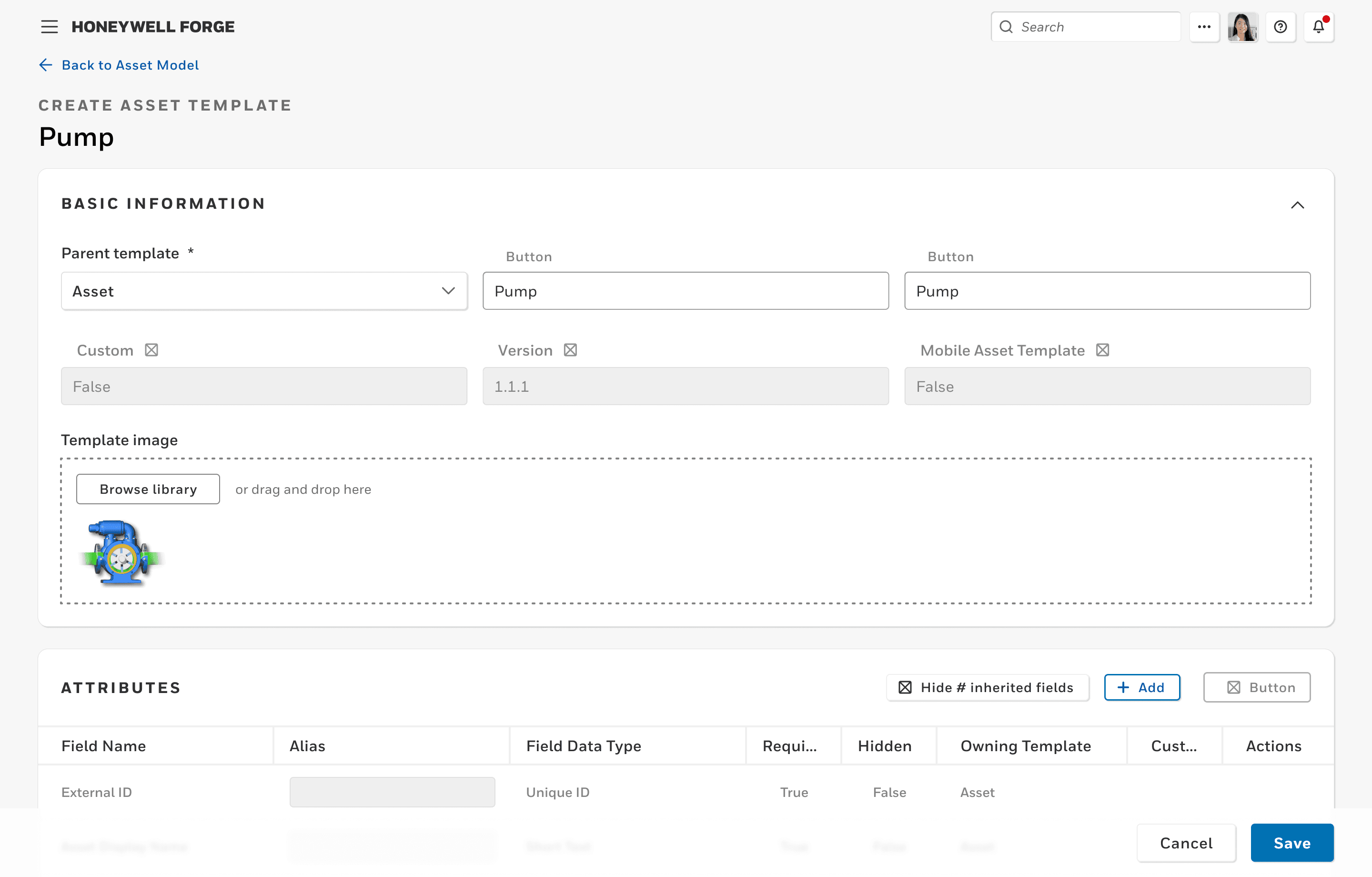 Mid-fidelity design of the Asset template