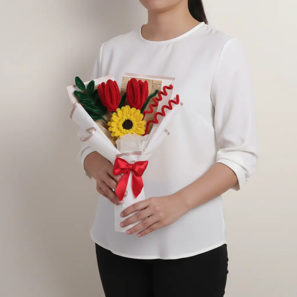 ramo girasol sostenido de frente