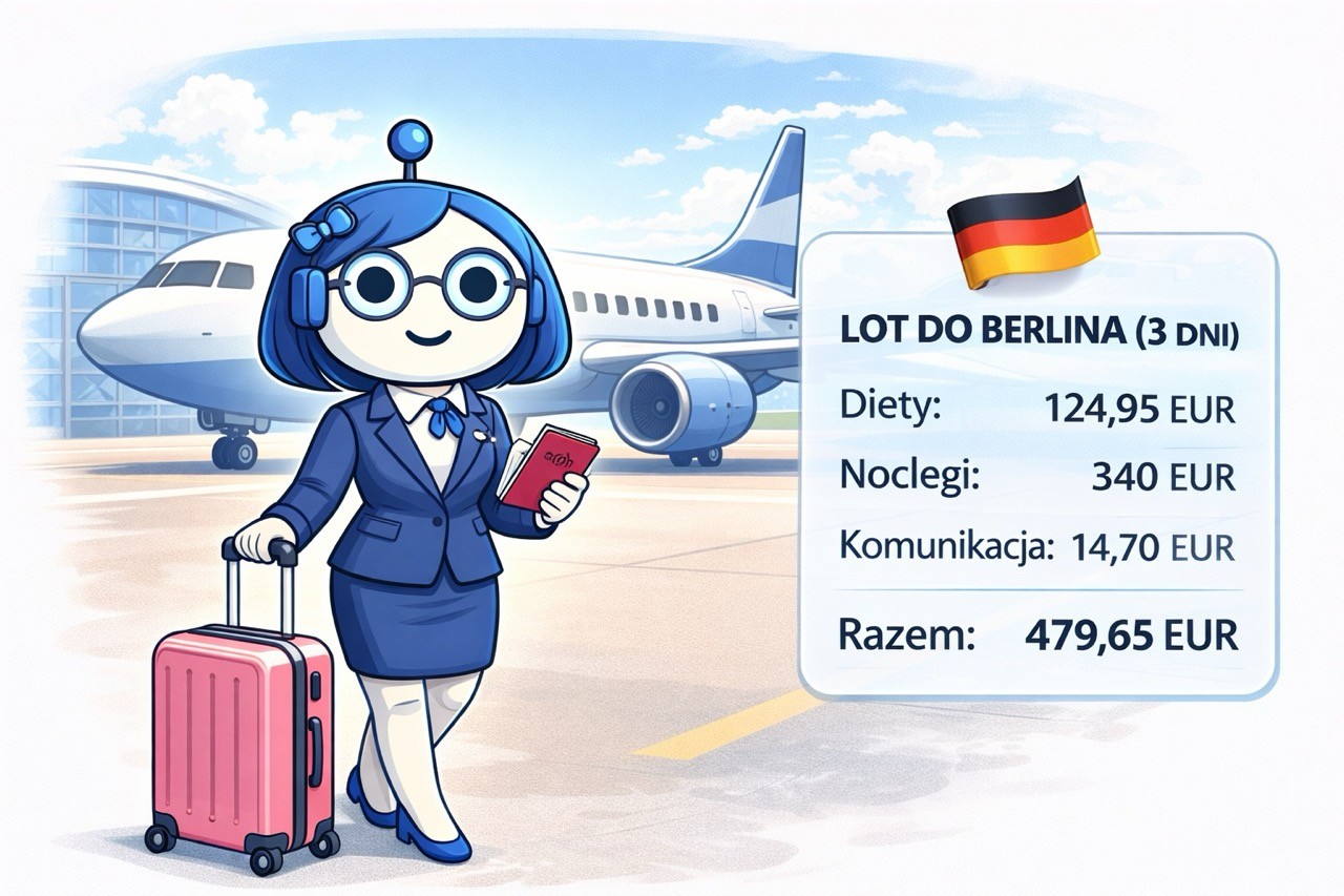 delegacja zagraniczna lot do Berlina rozliczenie kosztów podróży służbowej