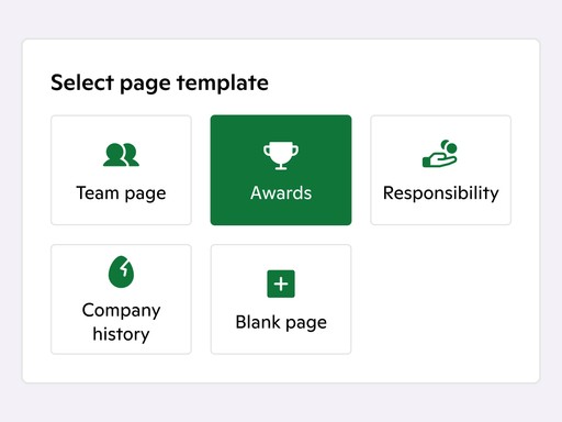 Page builder options showing how users can create different pages for their newsrooms.