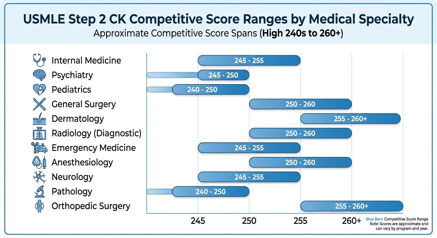 Step 2 CK score requirements by specialty for IMG residency match 2026
