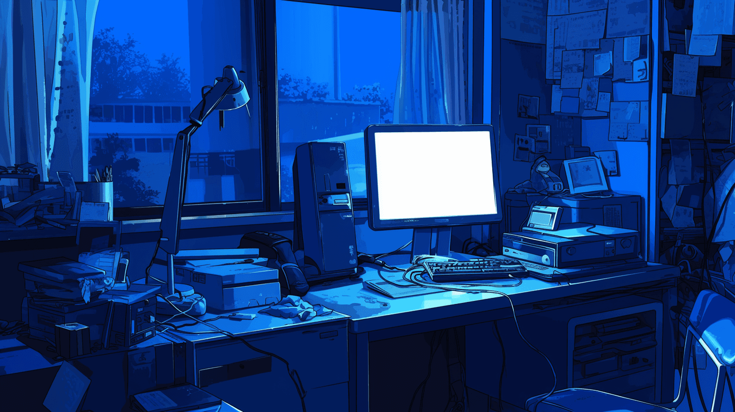 A computer desk setup image