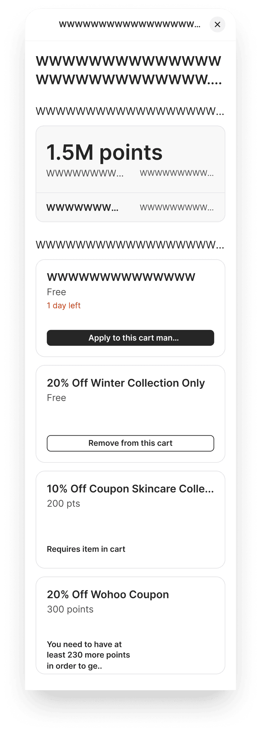 Mobile UI of the widget drawer when Scaling rewards on >360 px screens