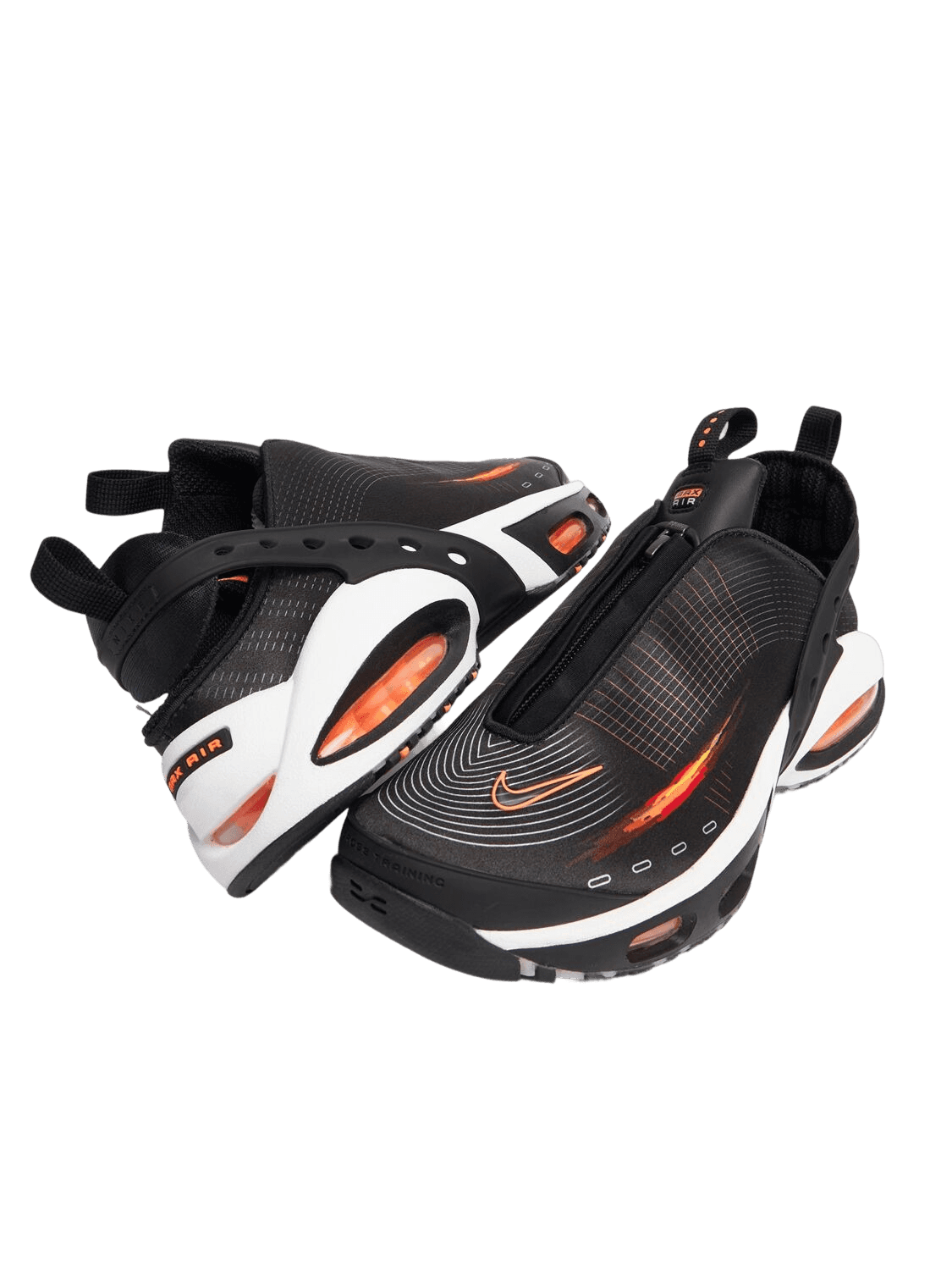 side shot of a pair of black sneakers put side by side