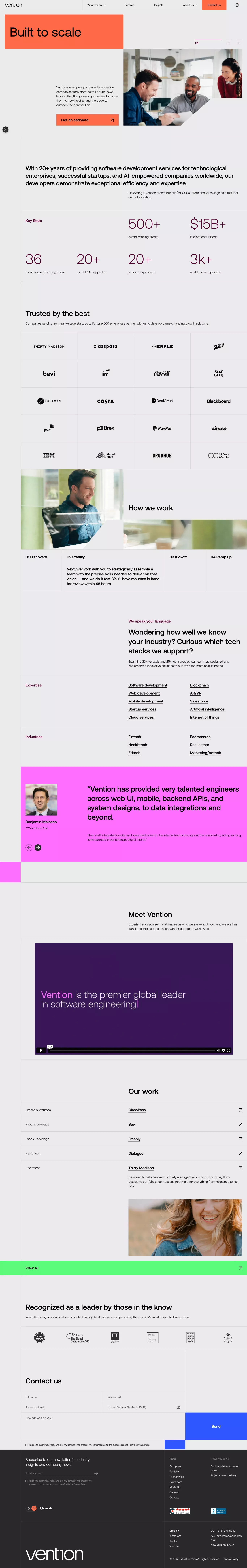Software Development Company landing page screenshot showcasing Tech design