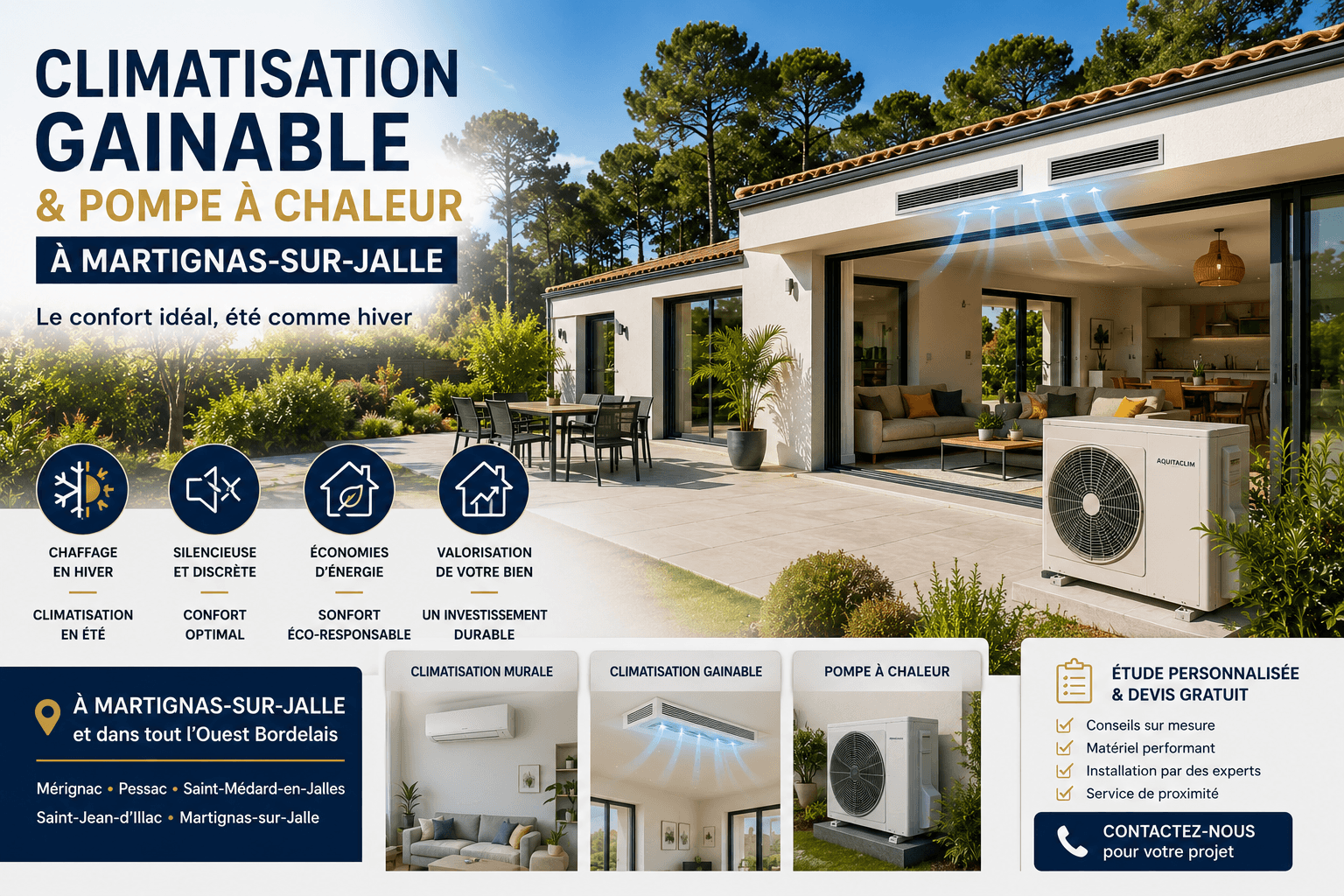 climatisation gainable martignas en jalle pompe à chaleur