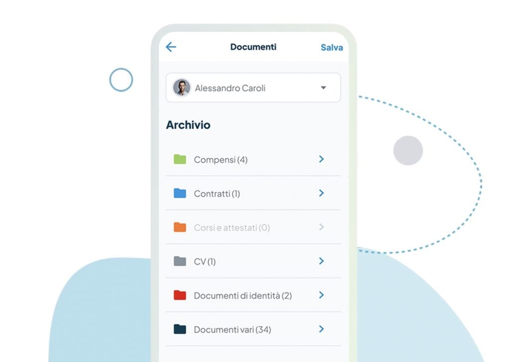 Dashboard Fluida per la gestione documentale HR: cedolini, contratti e quattordicesima archiviati in cloud in modo sicuro e accessibile