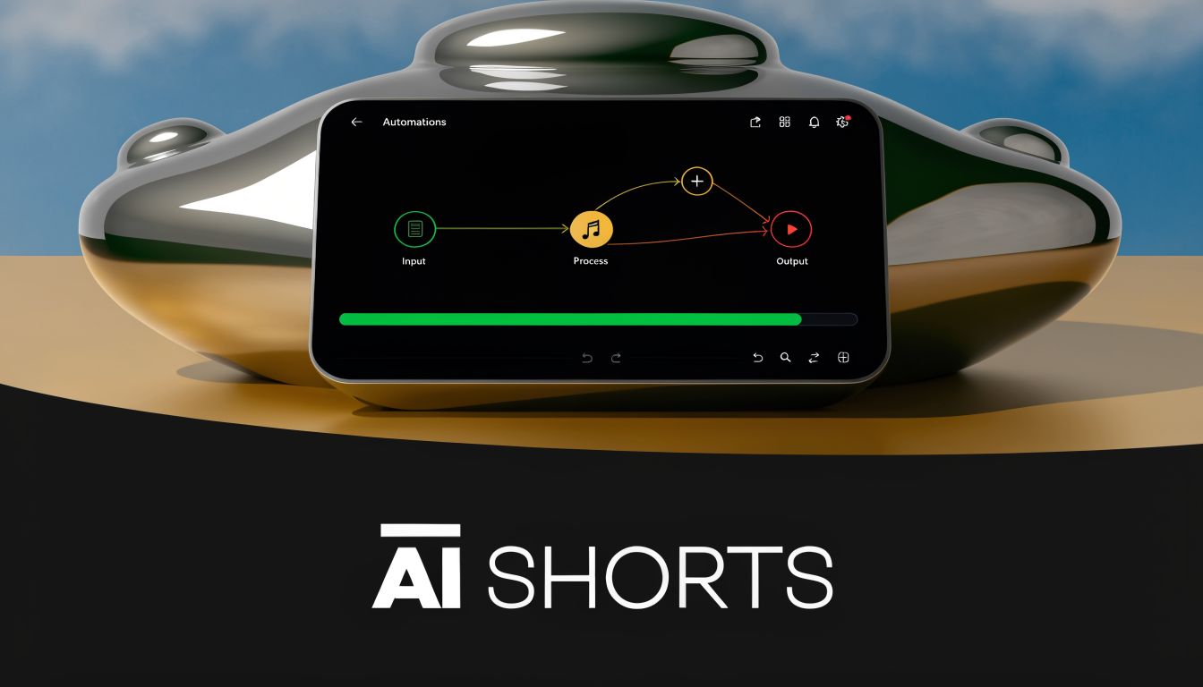 A digital interface showcasing a workflow automation process for creating AI-generated short-form video content.