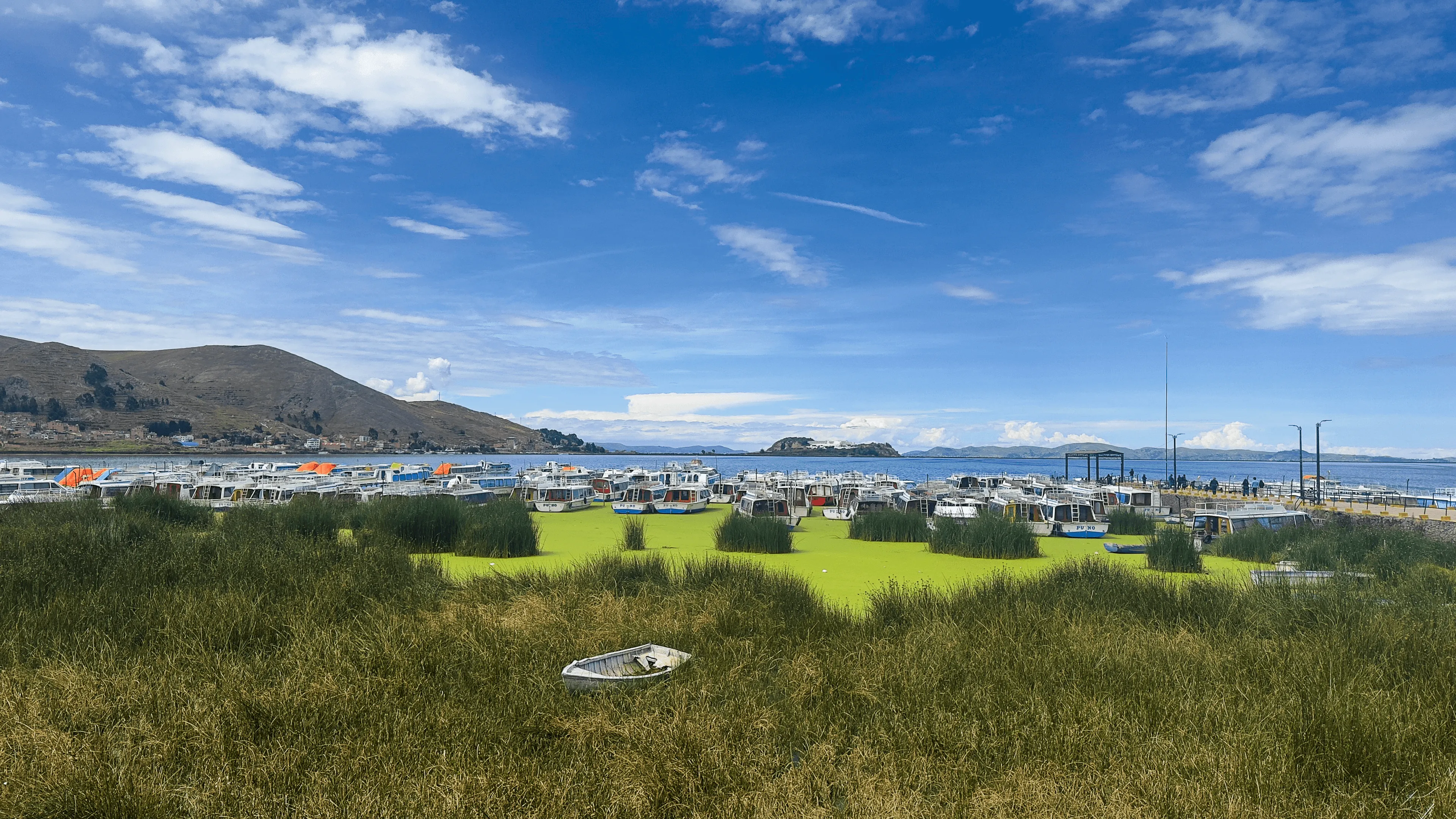 Lake Titicaca seen from Puno in Peru