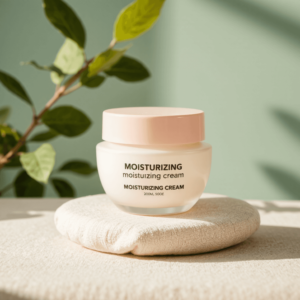 product photography of a jar of moisturizing cream