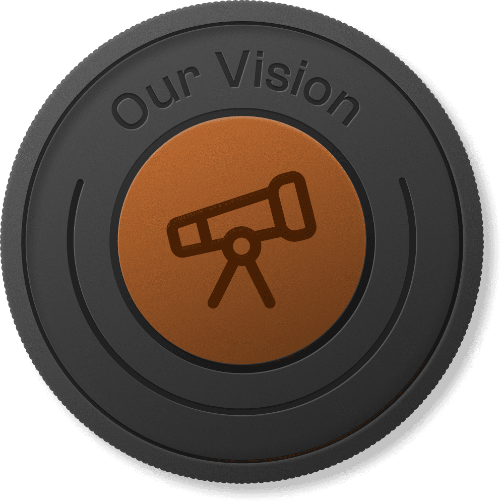 Our Vision coin with brown and black color