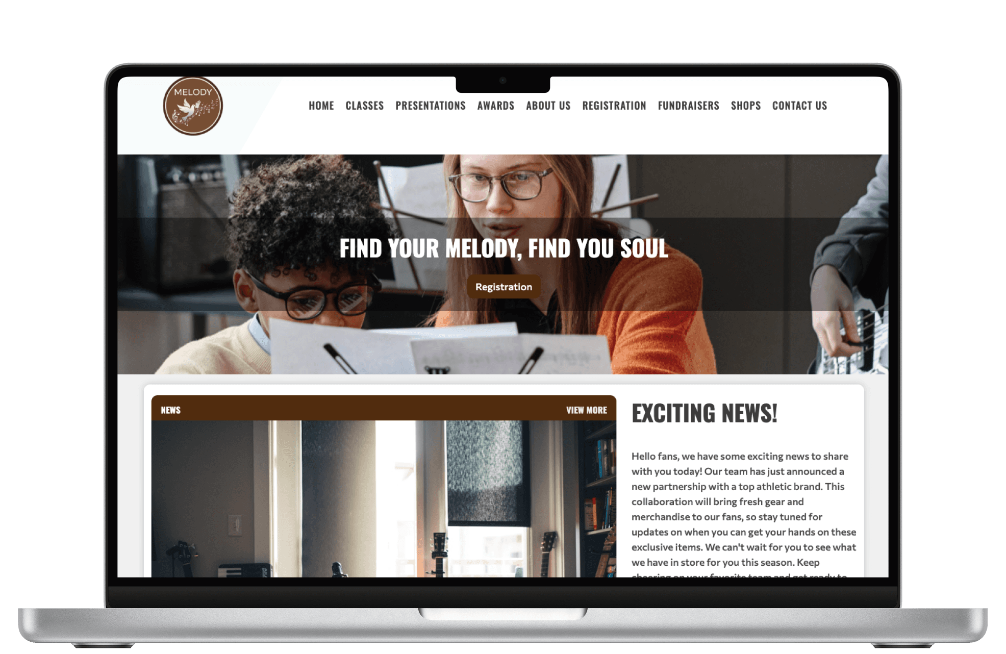 Music School Website Screenshots