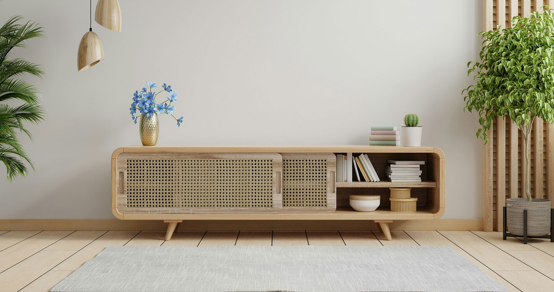 tv-cabinet-with-white-color-wall-on-wood-flooring3d-rendering