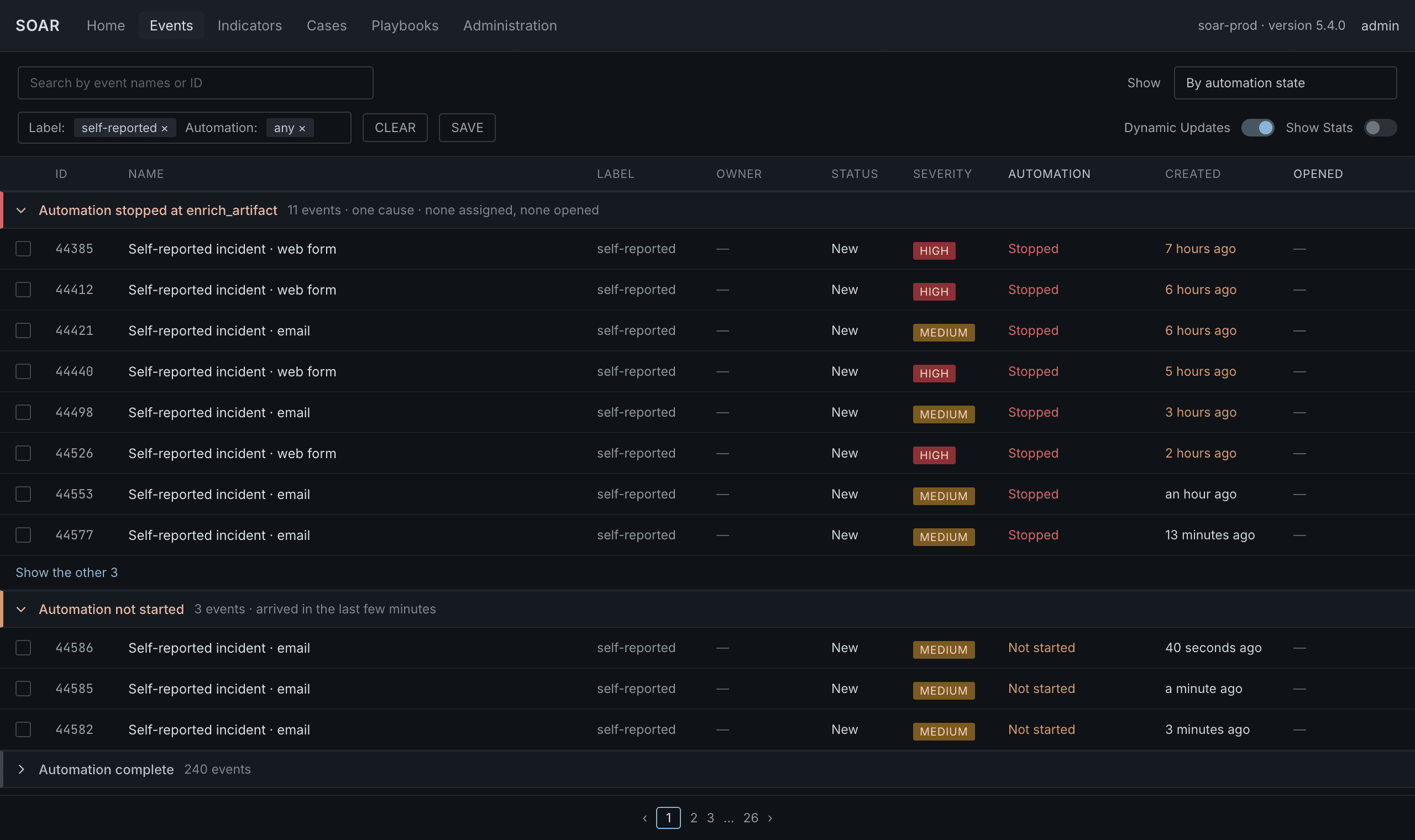 The designed case list