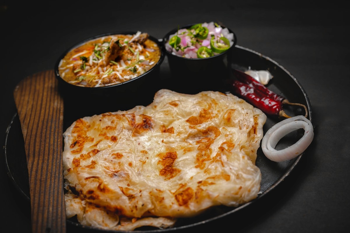 Indian meal shared at a table