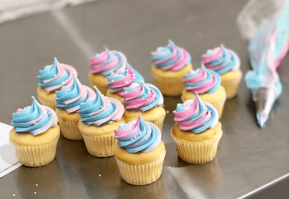 Pink, Blue, and Purple Cupcake