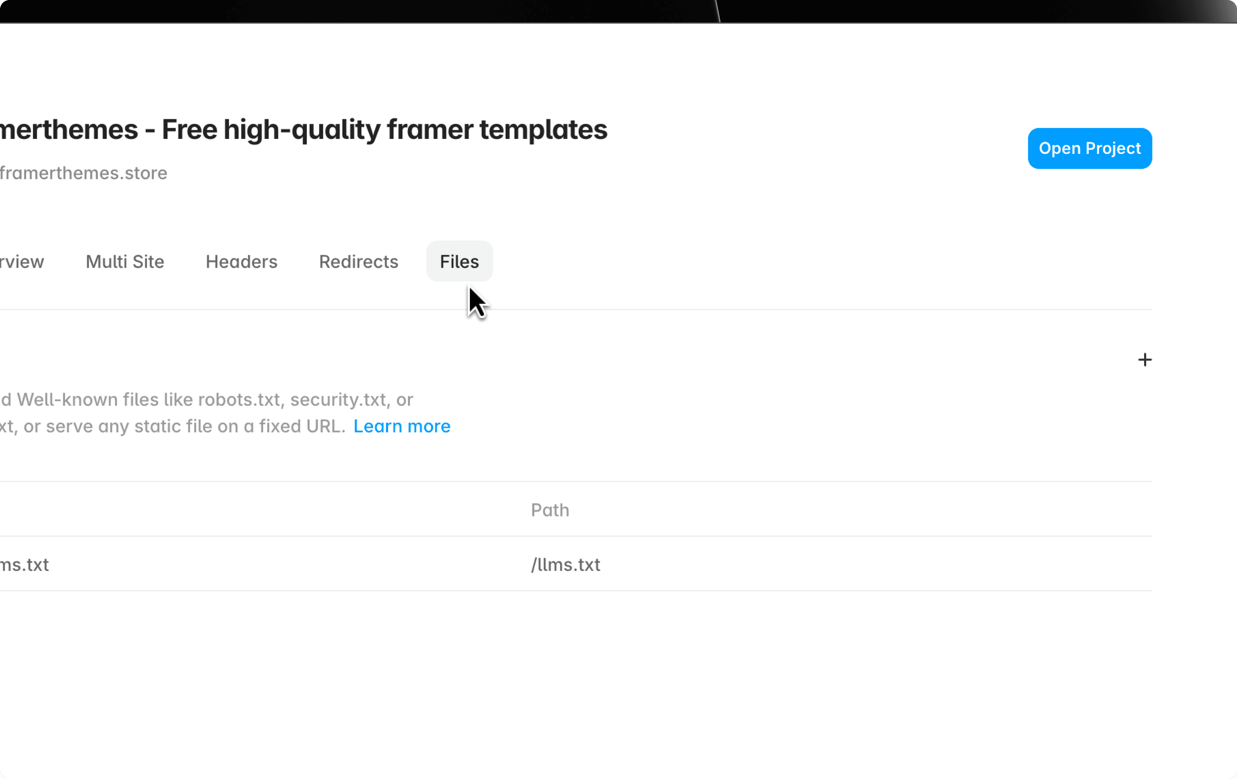 Image of file section in framer