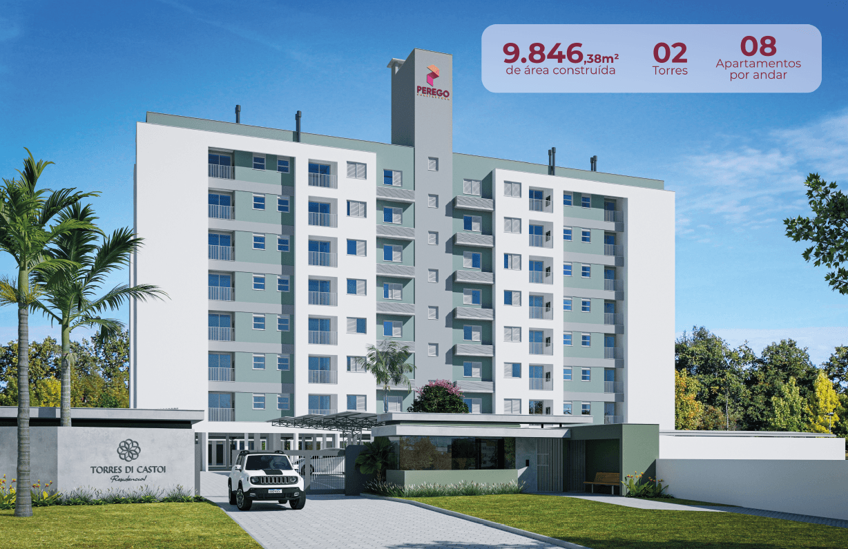 A modern brick house with a two-car garage, well-manicured lawn, and clear blue sky in the background.