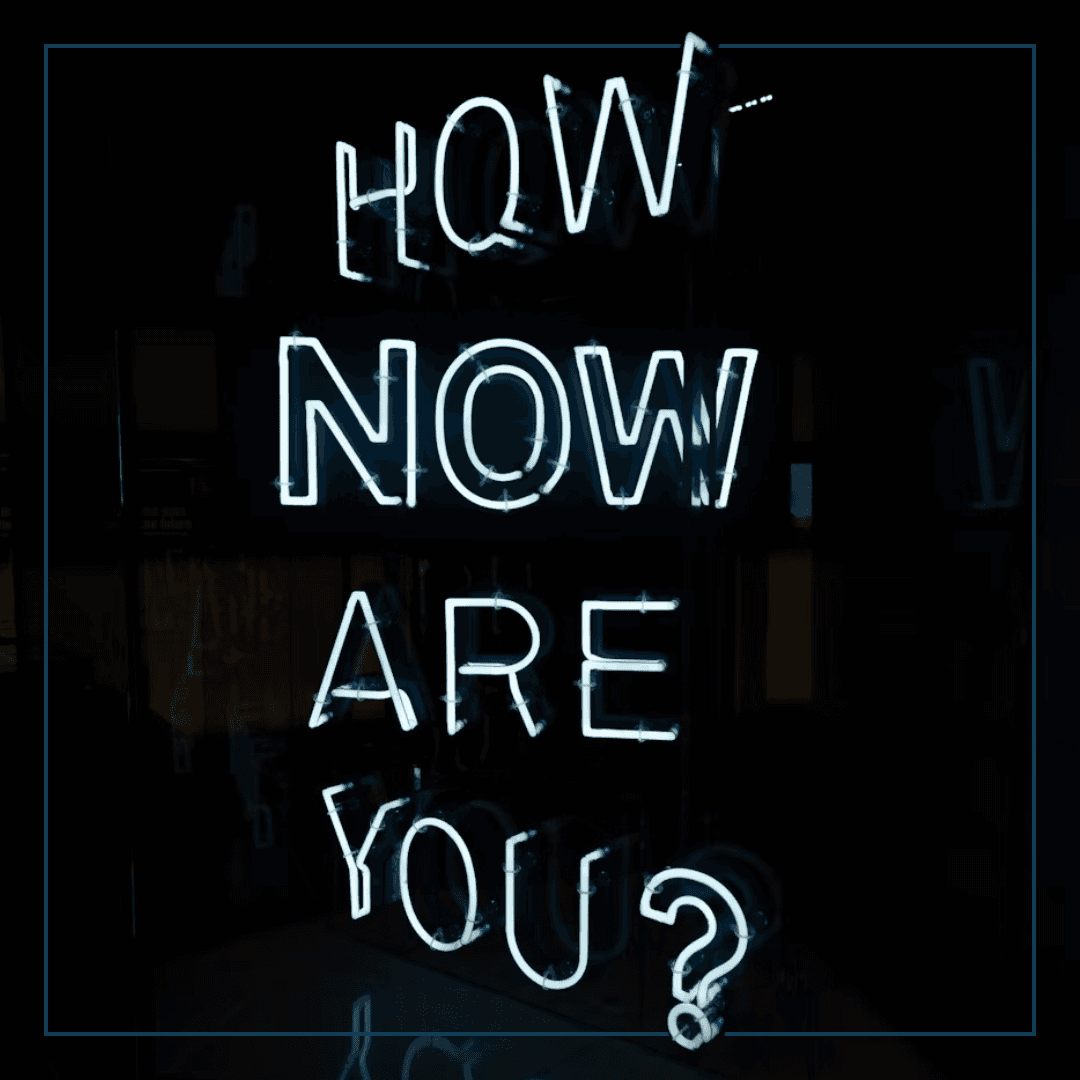 Neonschrift die sagt "How Now Are You"