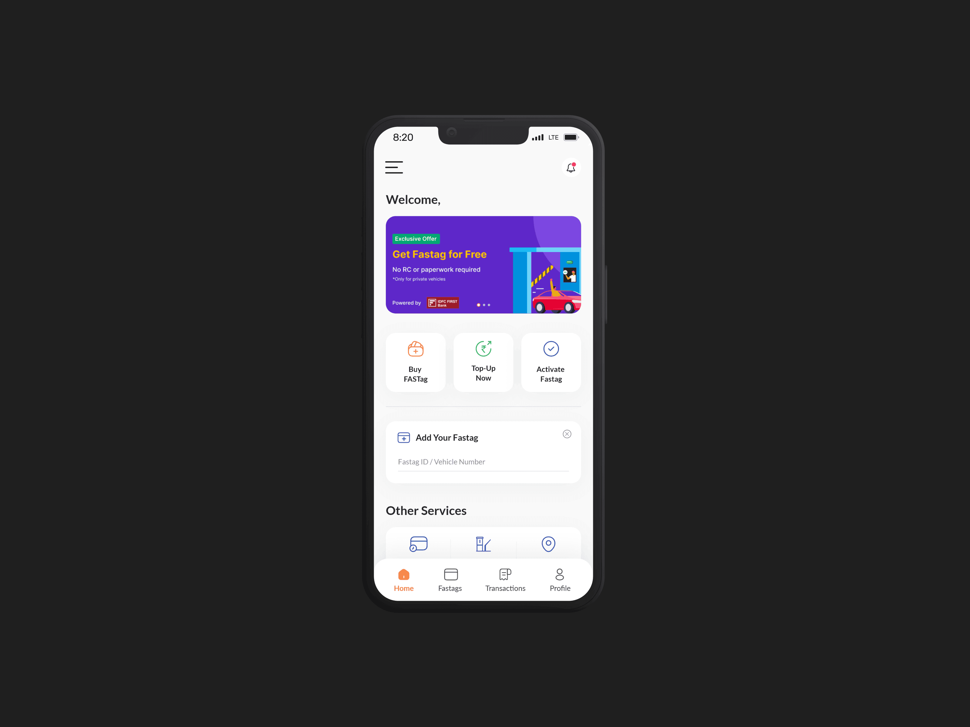 fastag app ui design