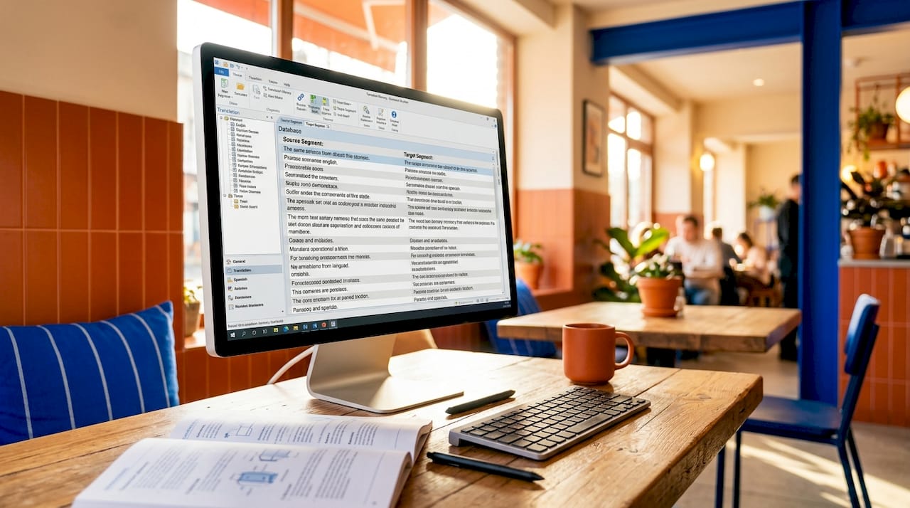 Translation memory software interface at workspace