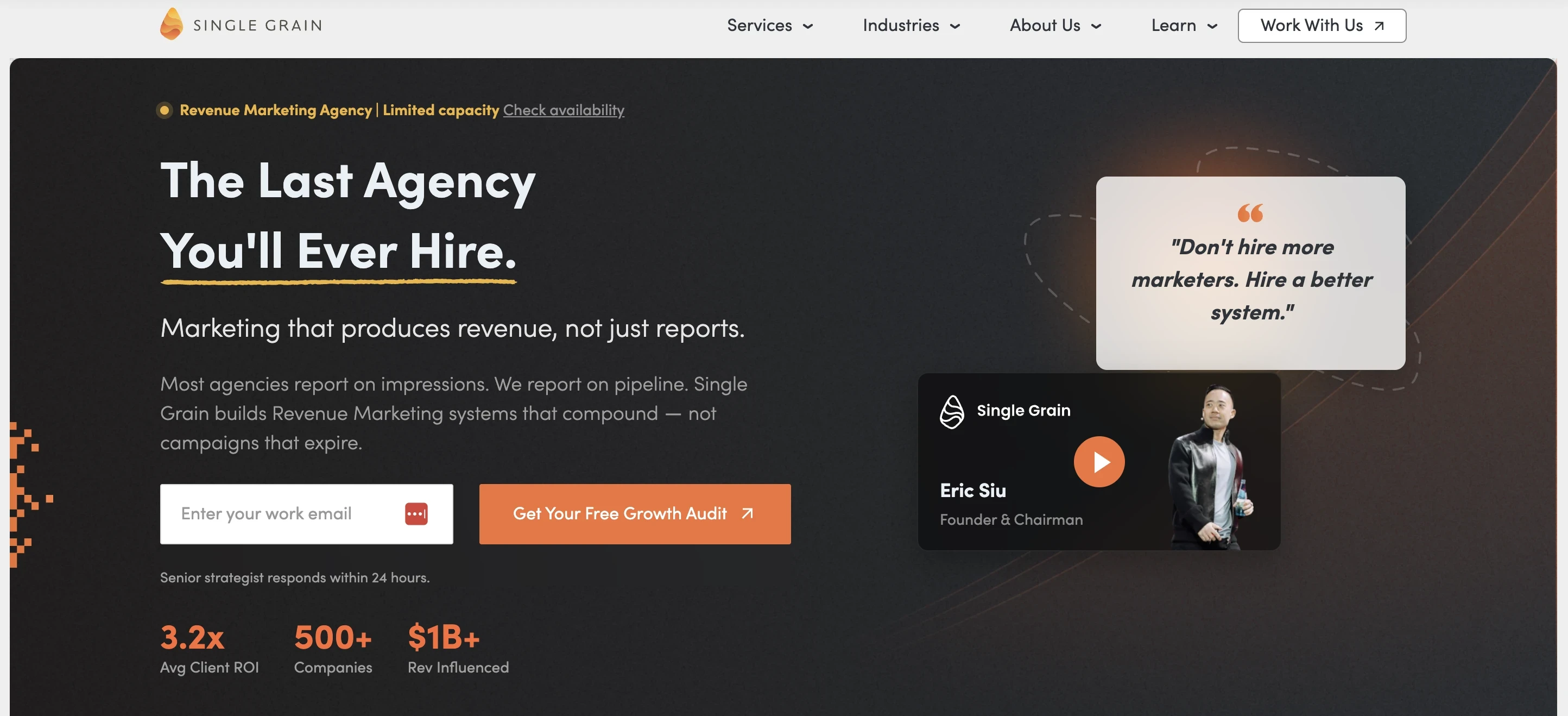 Screenshot of Single Grain platform
