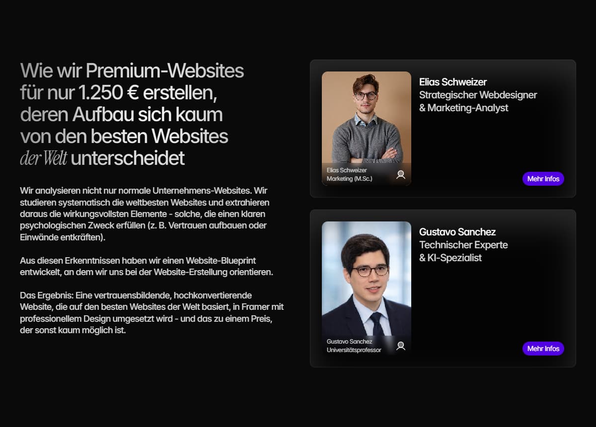 Über uns-Sektion auf einer Beispiel-Website
