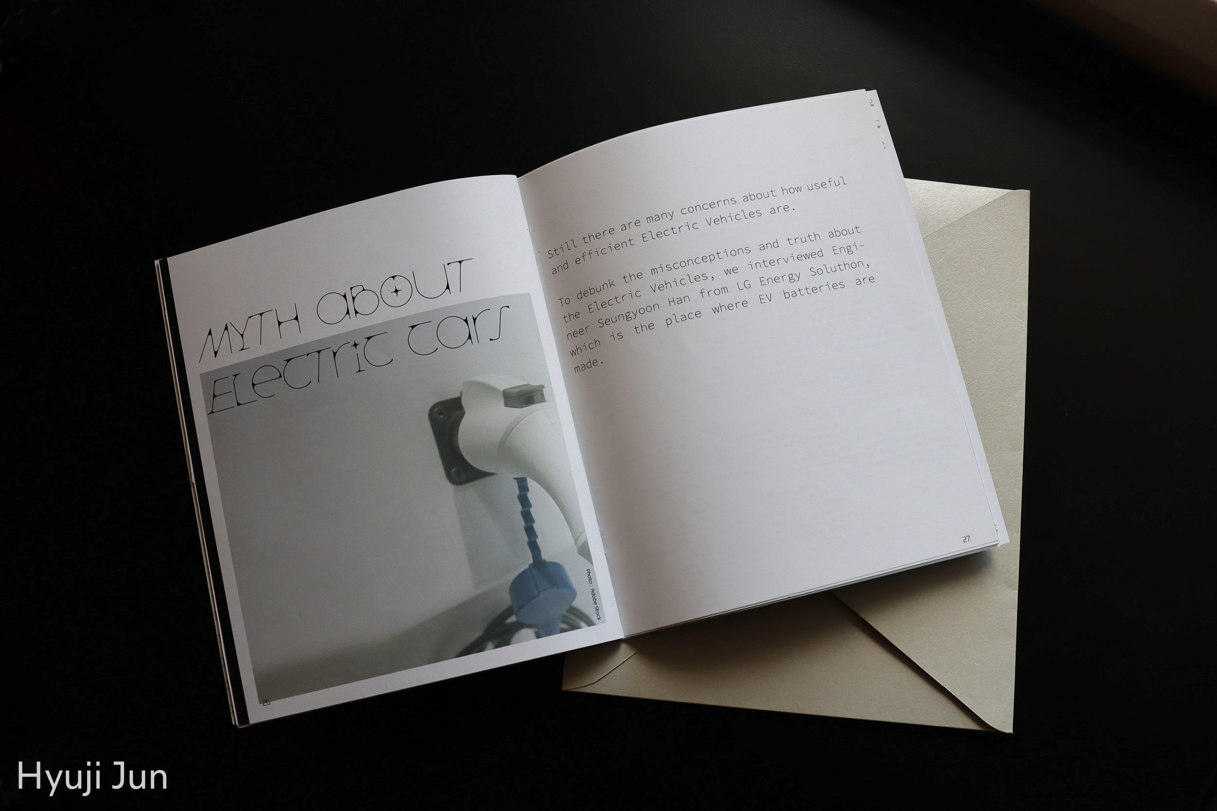 Magazine spread image with text, by Hyuji Jun