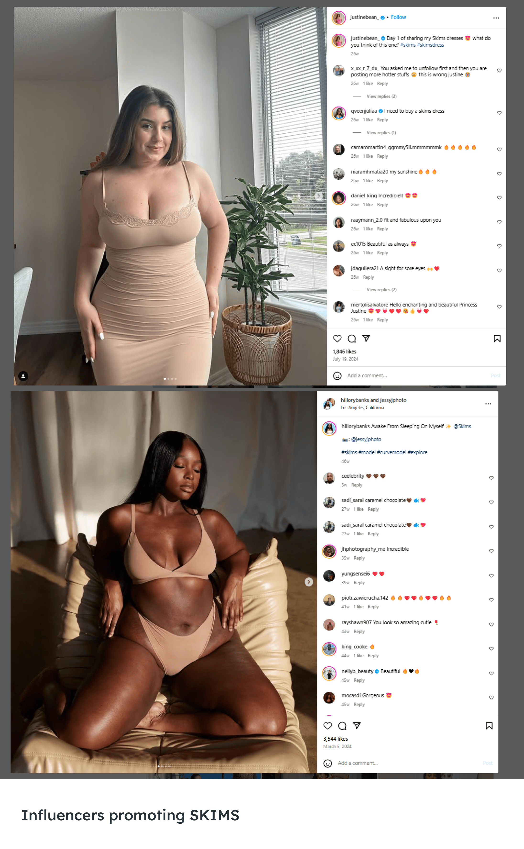 Influencers wearing SKIMS shapewear   