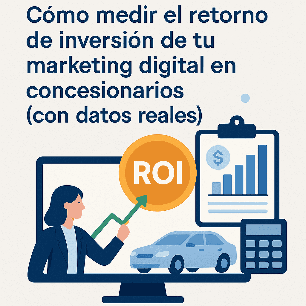Measuring digital marketing ROI in dealerships. ROI illustration.